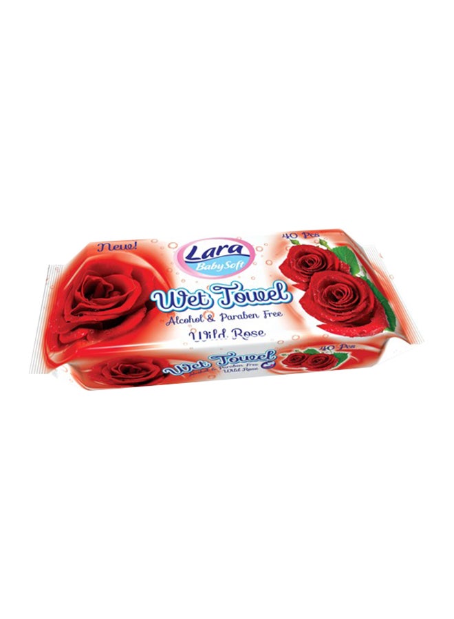 lara 40-Piece Rose Wet Wipes Multicolour 