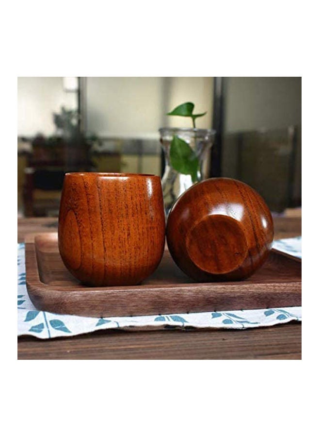 Pack Of 2 Wooden Tea Cup Set Brown 8cm - Image 3