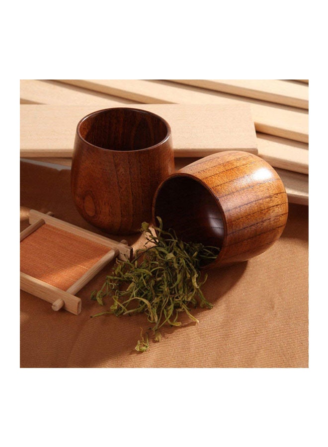 Pack Of 2 Wooden Tea Cup Set Brown 8cm - Image 4