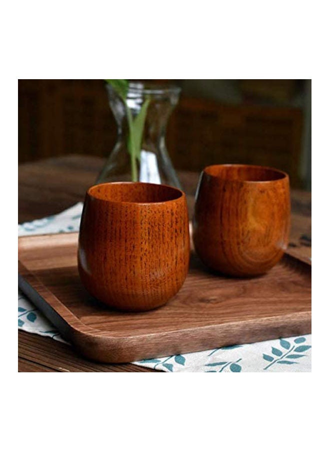 Pack Of 2 Wooden Tea Cup Set Brown 8cm - Image 5