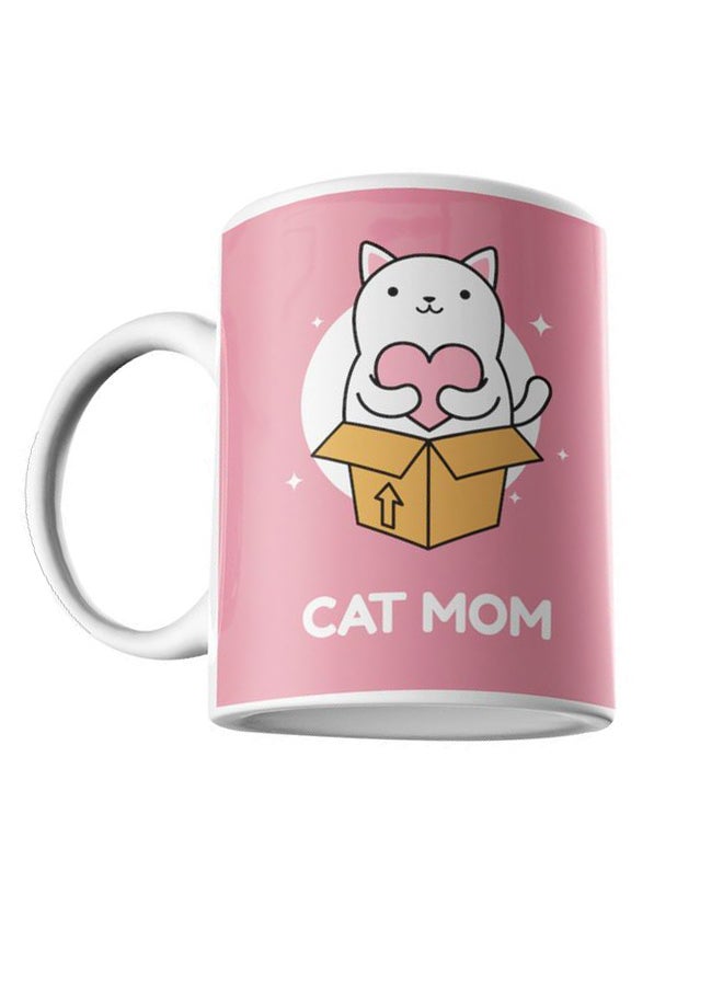 أتيك قدح قهوة مطبوع وردي/بني/أبيض