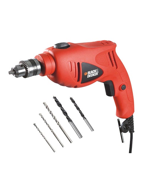 Hammer Drill with Variable Speed for Wood Steel and Masonry Drilling And 5-Pieces High Performance Masonry Drill Bits 500W HD5010VA5-B5 Orange/Black