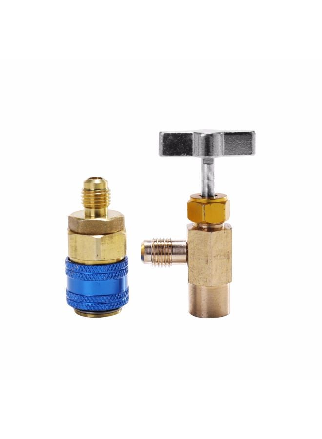 Generic - AC R134A Car Auto Air Conditioning Refrigerant Recharge Measuring Hose Gauge Blue/Brown - Image 1