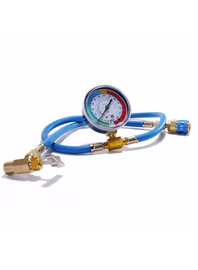 Generic - AC R134A Car Auto Air Conditioning Refrigerant Recharge Measuring Hose Gauge Blue/Brown - Image 1