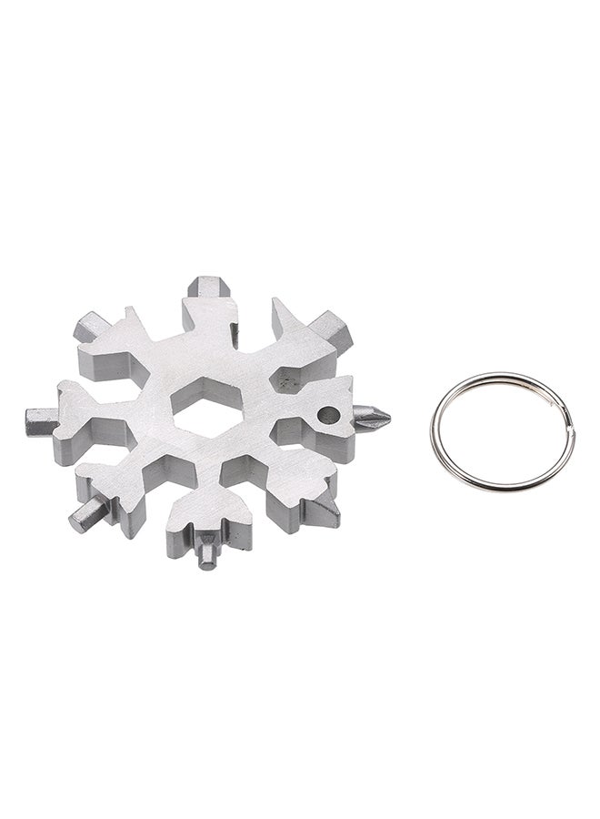 18-In-1 Multifunctional Screwdriver With Keychain Silver 6.5cm 