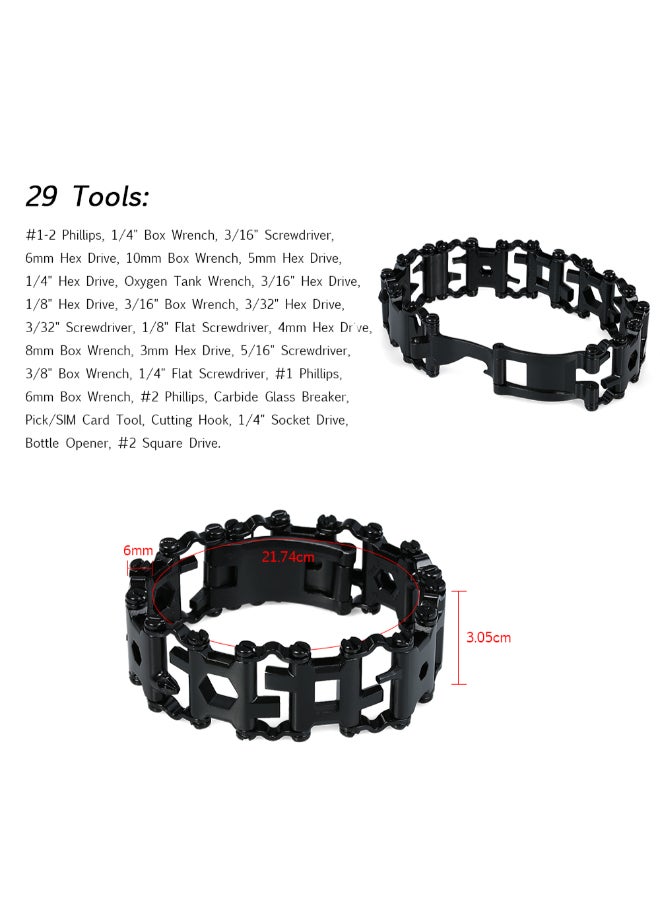 29 In 1 Multifunctional Spliced Bracelet Wearable Screwdriver Tool Black 10cm  - Image 2