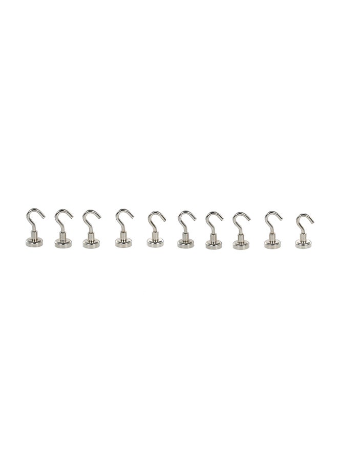 10-Piece Heavy Duty Magnetic Hanging Hook Silver 11.5centimeter - Image 2