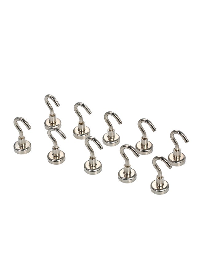10-Piece Heavy Duty Magnetic Hanging Hook Silver 11.5centimeter - Image 1