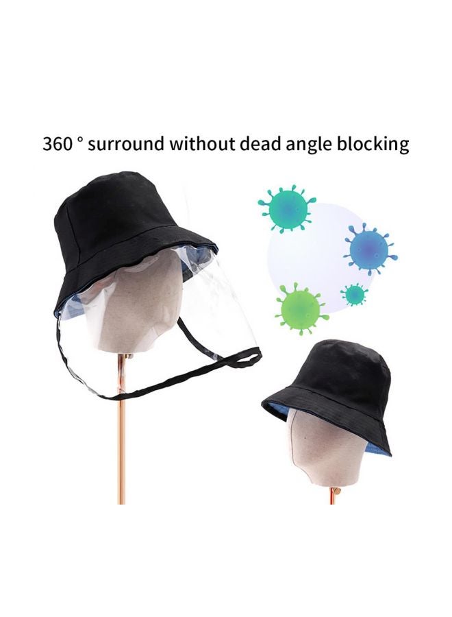 Protective Dustproof Hat With Face Shield Black/Clear 20centimeter  - Image 3