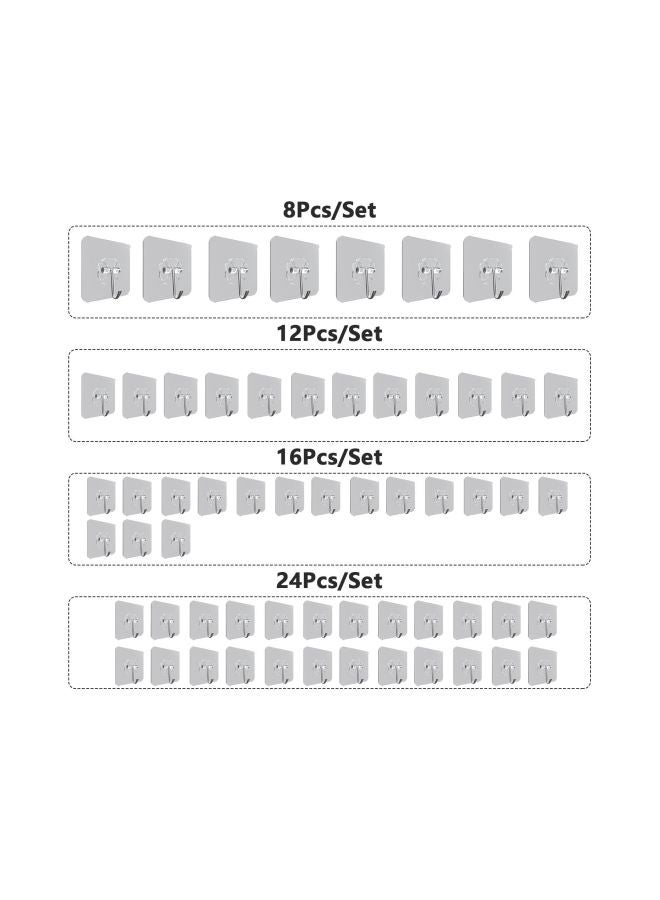 16-Piece Adhesive Hooks Clear - Image 2