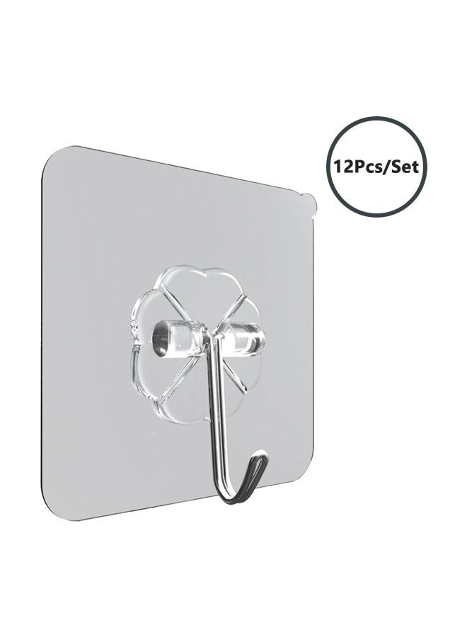 12-Piece Adhesive Hook Set Clear 11.8x6.7x7.3centimeter - Image 2