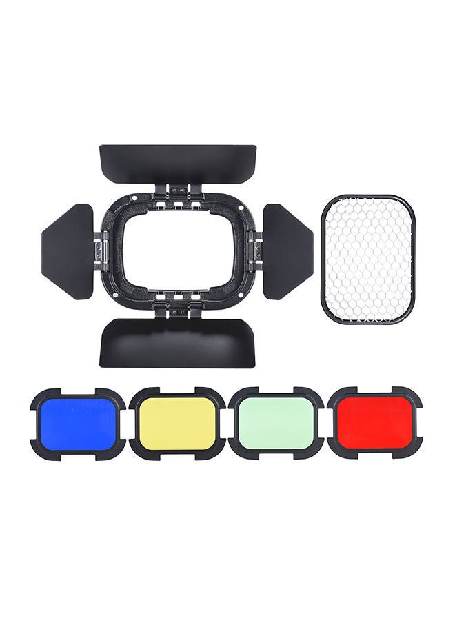 Generic - Dedicated Barn Door With Removable Honey Comb Grid And 4-Color Filter For Pocket Flash Multicolour - Image 1