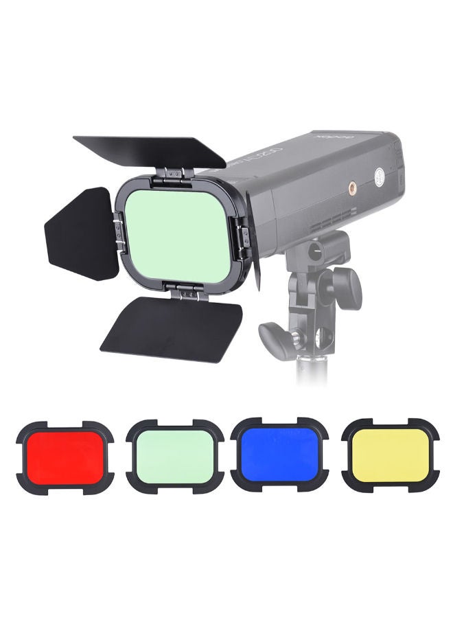 Generic - Dedicated Barn Door With Removable Honey Comb Grid And 4-Color Filter For Pocket Flash Multicolour - Image 1