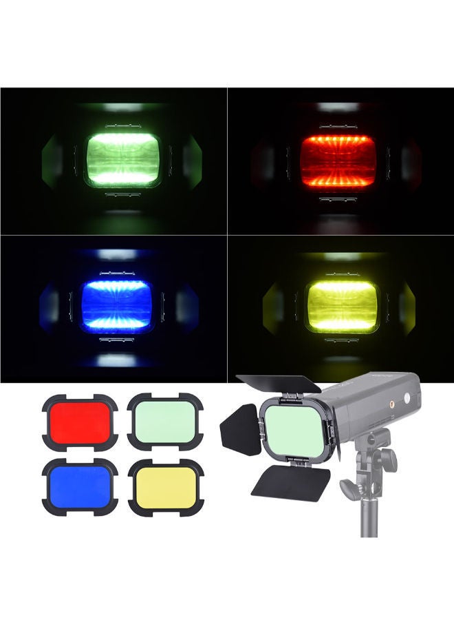 Generic - Dedicated Barn Door With Removable Honey Comb Grid And 4-Color Filter For Pocket Flash Multicolour - Image 1