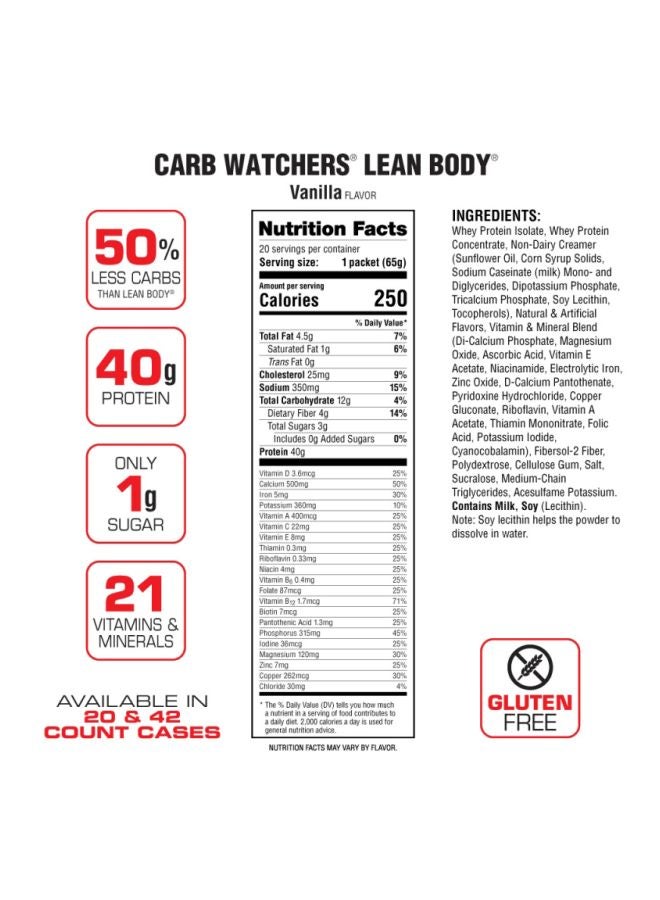 Pack Of 20  Lean Body Meal Replacement Shake