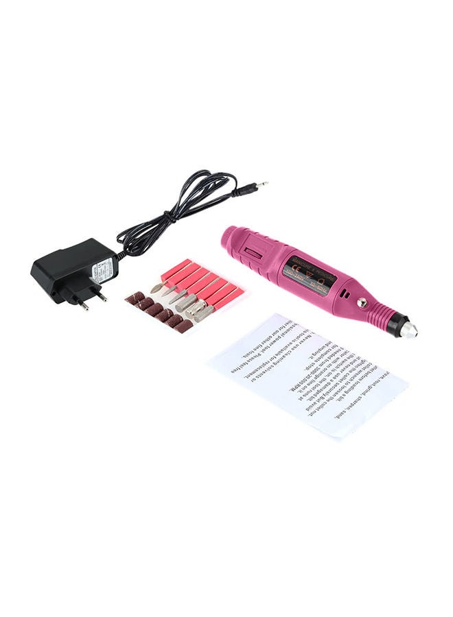 مبرد طلاء أظافر كهربائي مع لقمة مثقاب وردي/أسود - Image 1