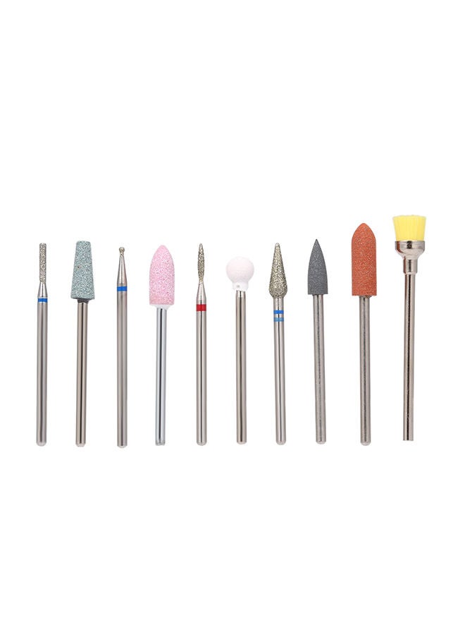 10-Piece Rotary Polishing File Grinding Head Nail Salon Tool Multicolour - Image 1