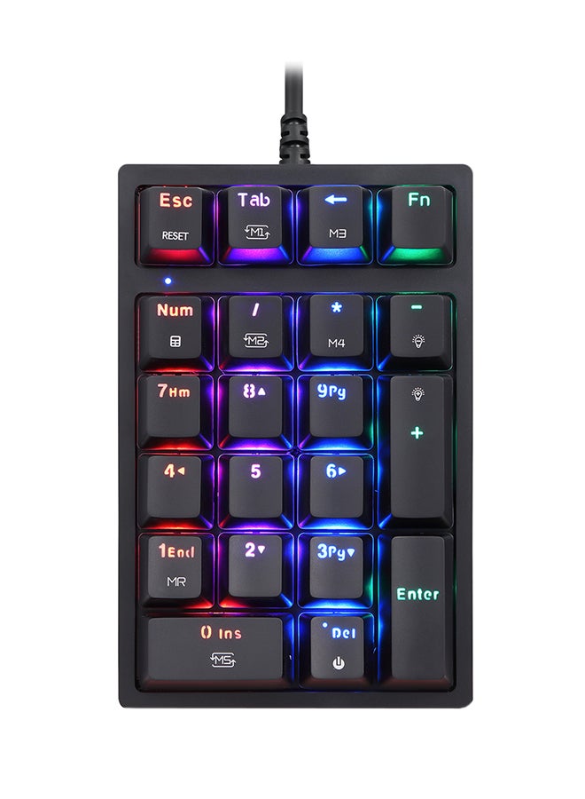 Motospeed 21-Key USB Wired Numeric Mechanical Keyboard With 13 RGB Light Effects Black  - Image 1