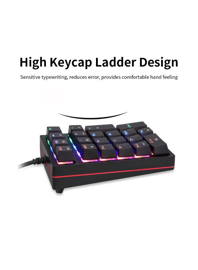 Motospeed 21-Key USB Wired Numeric Mechanical Keyboard With 13 RGB Light Effects Black  - Image 3