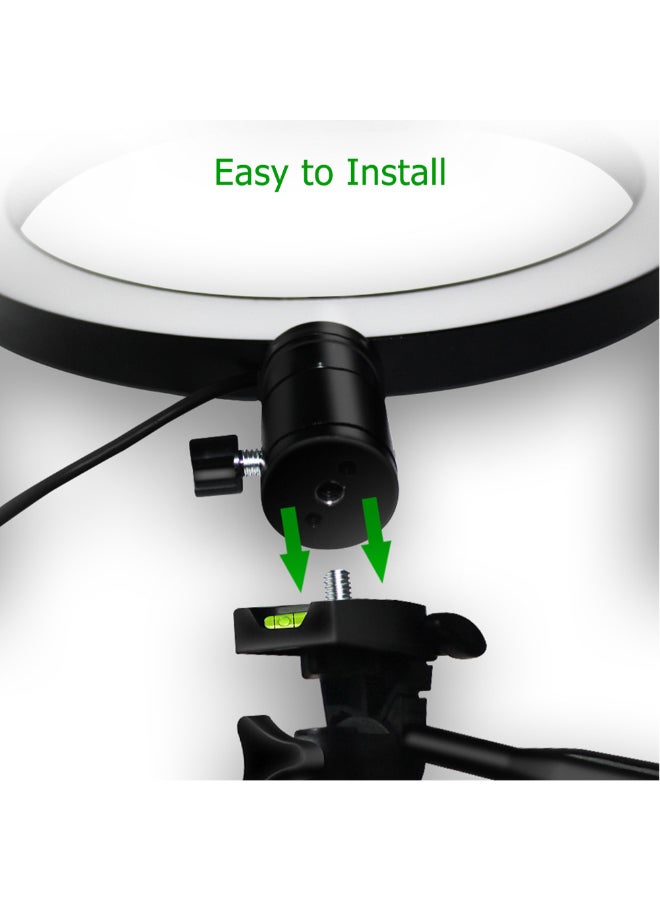 LED Ring Fill-In Lamp With Tripod Silver/Black - Image 4