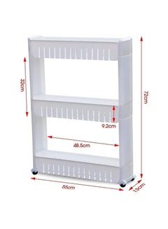 3-Tier Slim Slide Storage Tower Rack Shelf With Wheel White 54 x 12 x 72cm - v1586404712/N36636850A_3