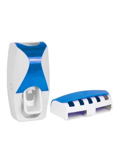 Toshionics Automatic Dustproof Toothpaste Dispenser Set With Super Sticky Suction Pad Blue/White 13x6.5x7.5cm  - Image 1