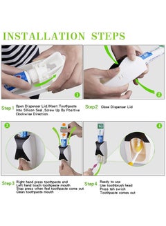 Toshionics Automatic Dustproof Toothpaste Dispenser Set With Super Sticky Suction Pad Blue/White 13x6.5x7.5cm  - Image 3