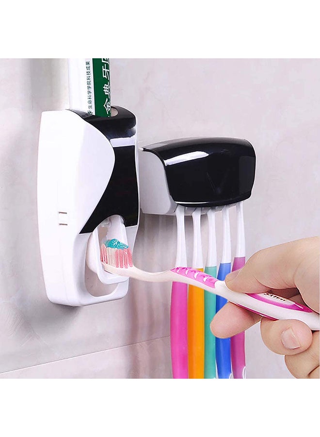 Generic - Automatic Dustproof Toothpaste Dispenser Set With Super Sticky Suction Pad Pink/White 13x6.5x7.5cm - Image 1