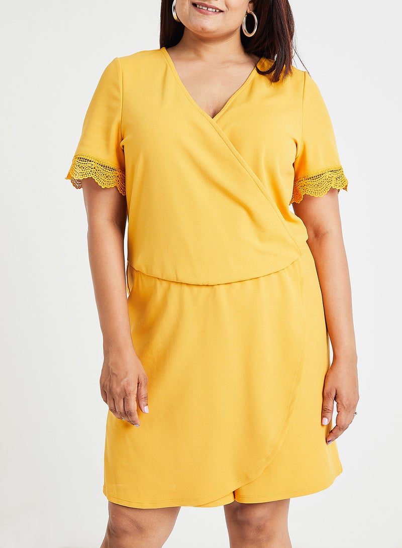 VERO MODA - Overlap Front Playsuit Yellow - Image 1