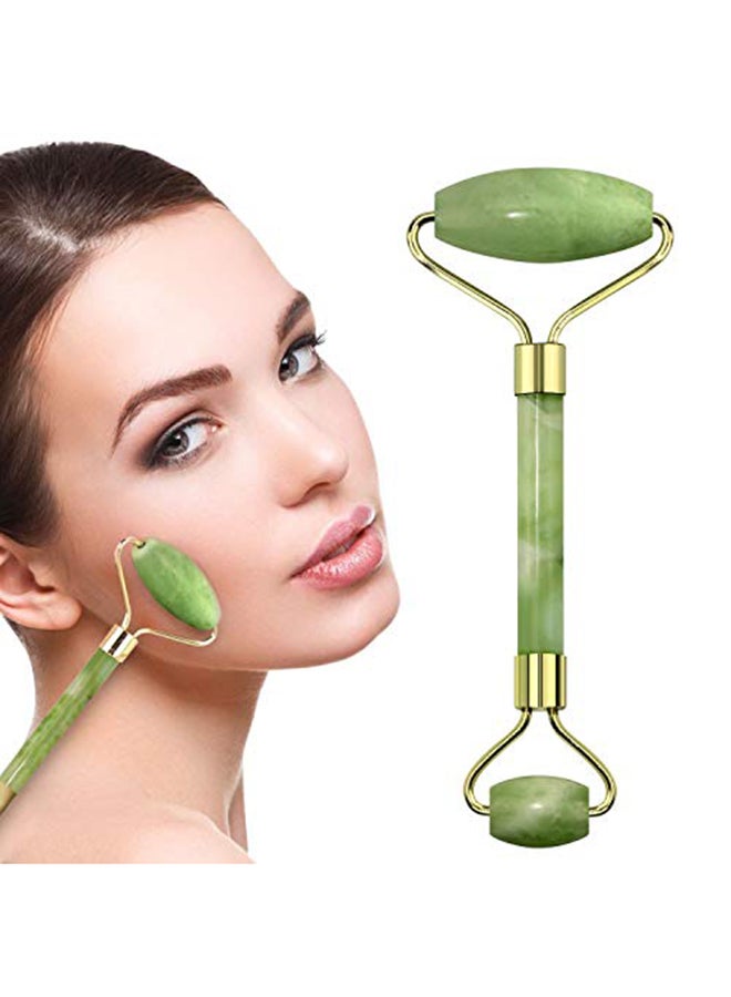 Double Jade Crystal Stone Facial Massager Green/Gold - Image 2