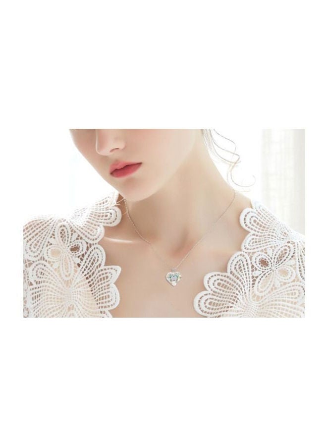 J&J - 925 Sterling Silver Crystal Studded Butterfly Shaped Pendent Necklace - Image 1