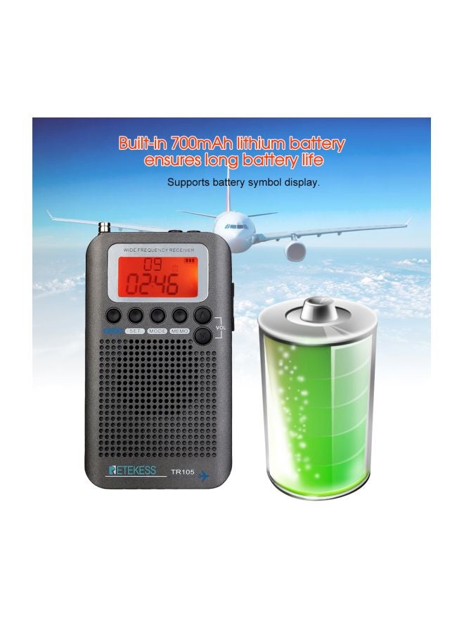 Retekess - Portable Aircraft Band Radio TR105 Grey - Image 1