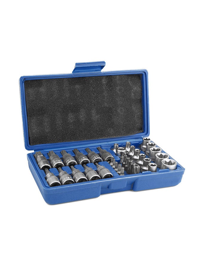 34-Piece Pressure Batch Sleeve Machine Motor Repairing Tool Blue/Silver 