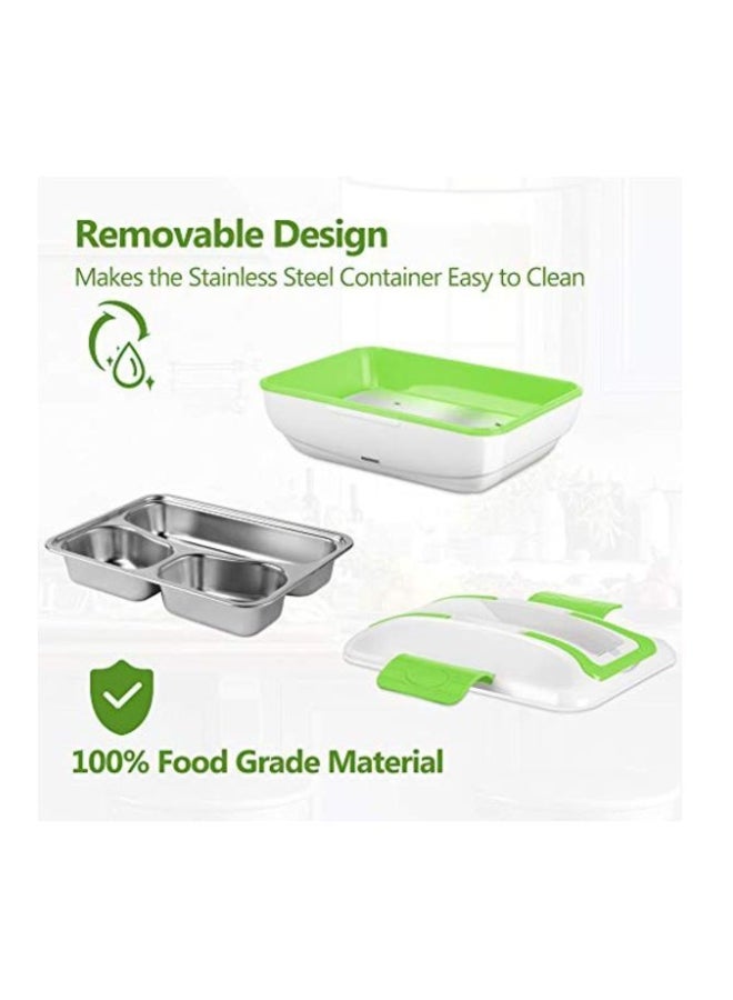 YOHOOLYO Stainless Steel Electric Heating Lunch Box Green/White/Silver 9.45x6.69x4inch  - Image 2
