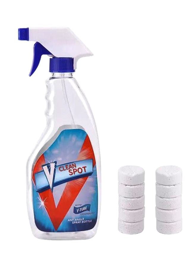 Pack Of 10 Multifunctional Effervescent Cleaner Tablets With Spray Bottle White - Image 1