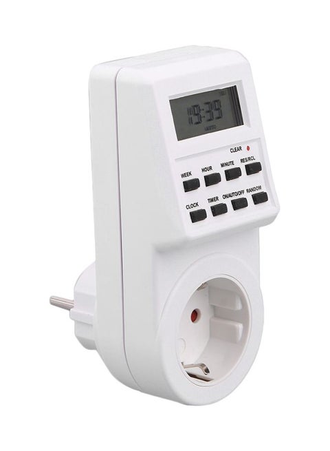 Multi-Functional Plug-In Timer Switch Socket White 12.7x7.5x5.7cm