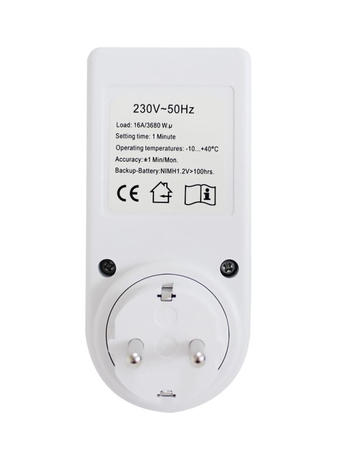 Multi-Functional Plug-In Timer Switch Socket White 12.7x7.5x5.7cm