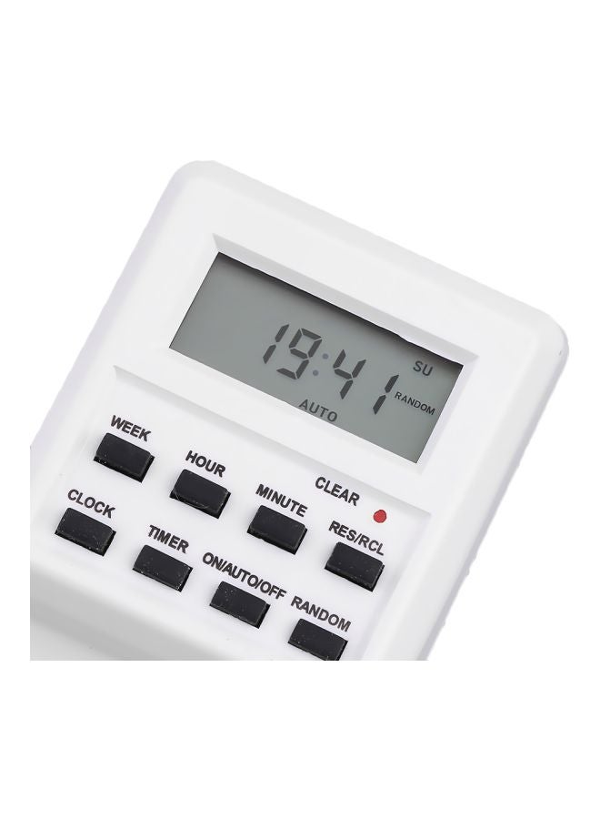 Multi-Functional Plug-In Timer Switch Socket White 12.7x7.5x5.7cm