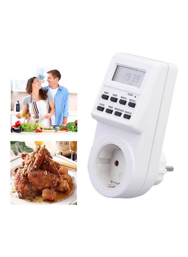 Multi-Functional Plug-In Timer Switch Socket White 12.7x7.5x5.7cm