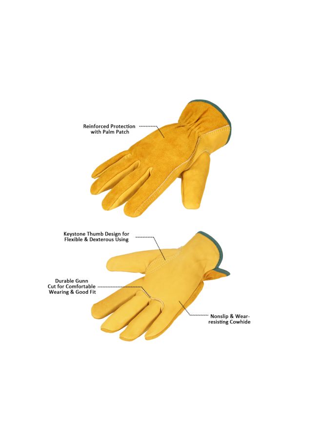 Leather Protective Gloves Yellow 13.5x13x4cm - Image 2