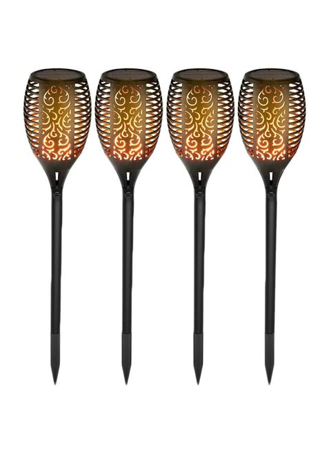 4-Piece LED Solar Outdoor Lamp Black 58x9.5cm