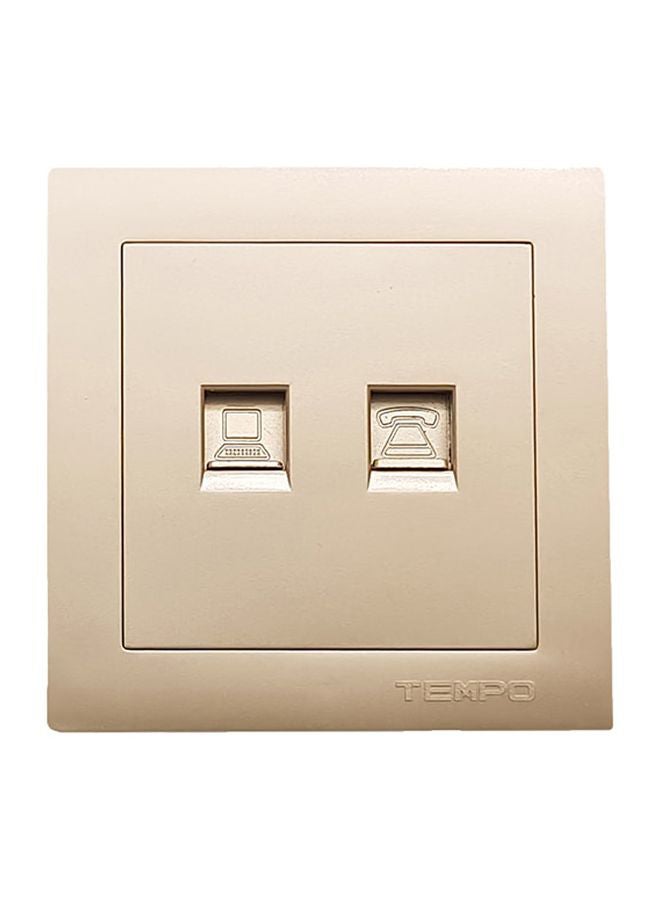 TEMPO - Telephone And Computer Wall Socket Gold 7x7cmcm - Image 1