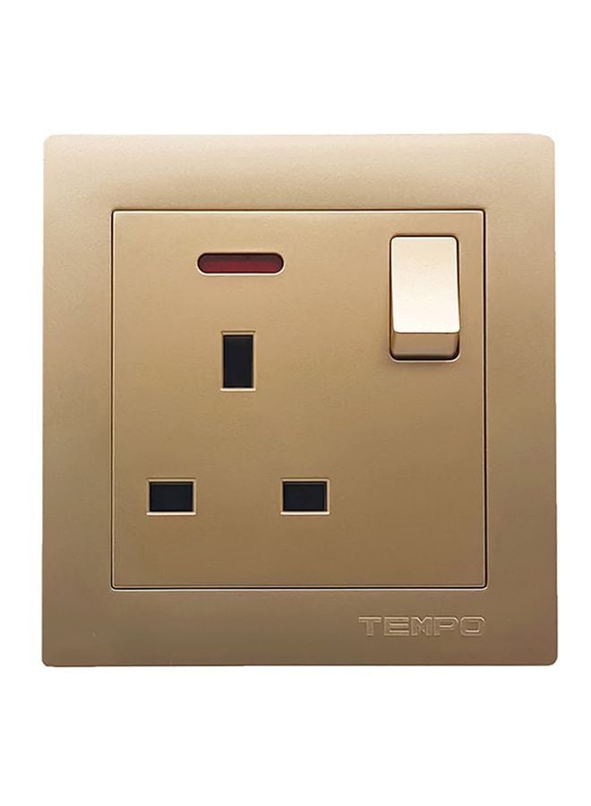 TEMPO 13A Wall Socket With Switch Gold 7x7cmcentimeter - Image 1