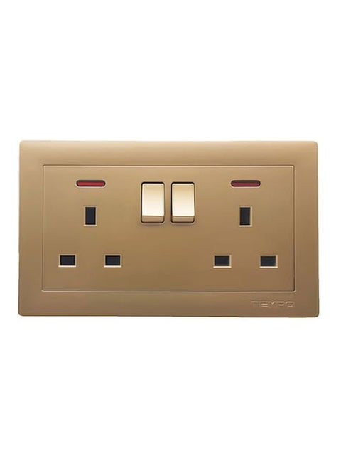 Double 13A Wall Socket With Switch Gold 7x14 cmcentimeter