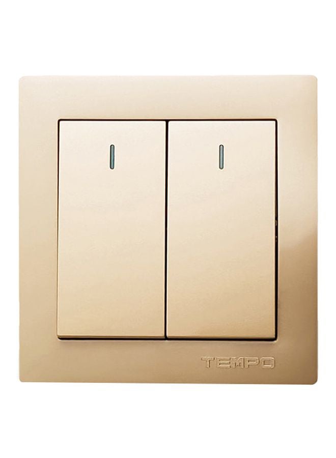 TEMPO 2 Gang 2Way Wall Switch Gold 7x7cmcentimeter - Image 1