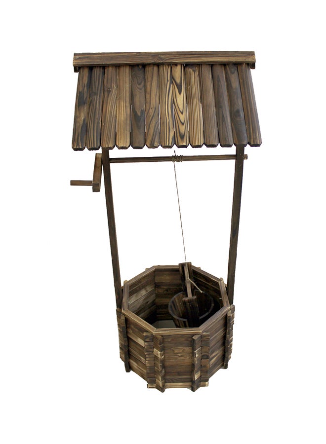 Wellhead And Wooden Barrel Decoration Brown 119 x 52 x 49cm - Image 1