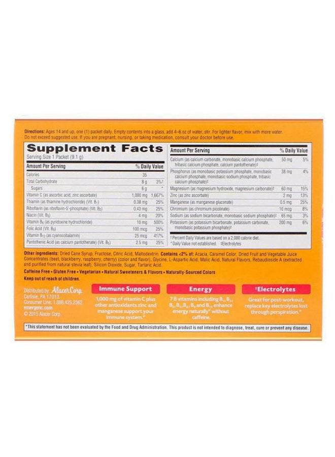 Emergen-C - Pack Of 30 Raspberry Flavour Fizzy Drink Mix Vitamin C Supplement - Image 1