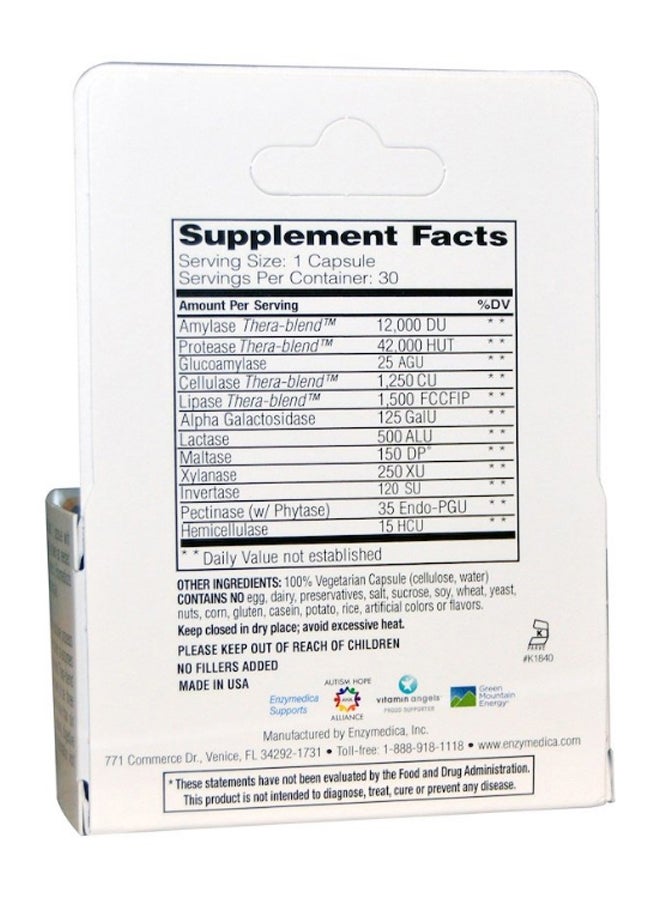 ENZYMEDICA - Digest Complete Enzyme Formula - 30 Capsules - Image 1
