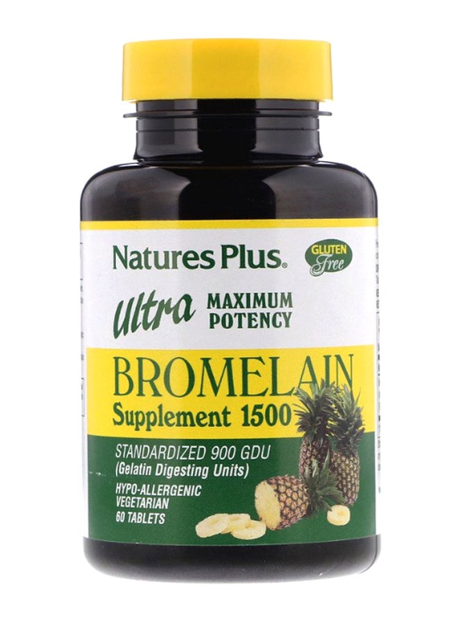 Natures Plus Ultra Maximum Potency Bromelain Supplement - 60 Tablets - Image 1