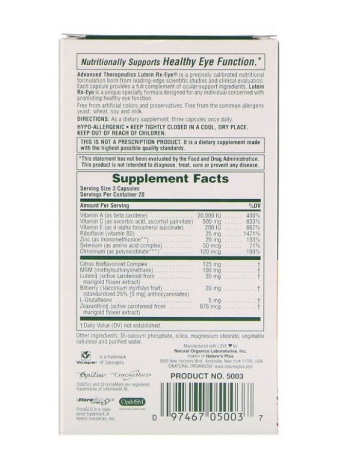 Natures Plus Advanced Therapeutics Lutein RX-Eye - 60 Capsules - Image 2